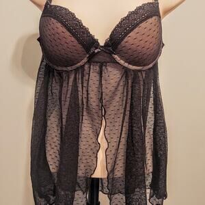 Adore Me Black Sheer Babydoll - Size M
